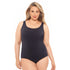 Krinkle Chlorine Resistant Swimwear, Plus Size Swimsuit - Black